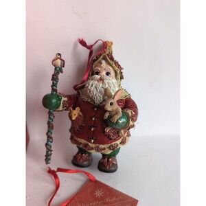 Christopher Radko Frosty Leaf Santa Christmas Ornament Woodland Wind *2746